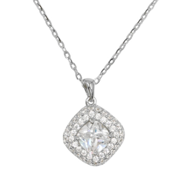 Collana Argento rombo con zirconi - Rodiato - COL2745