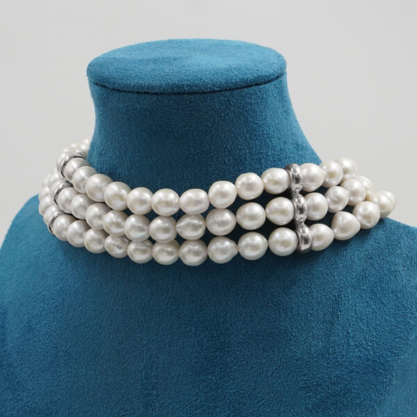 Collana in perle, chiusura argento rodiato - COL2750