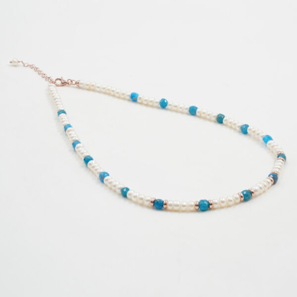 Collana in perle e apatite, chiusura argento rosè - COL2761