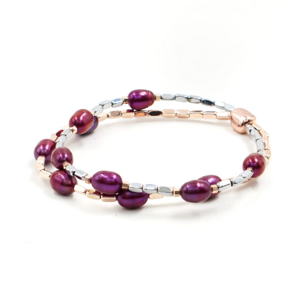 Bracciale Elastico ematite silver, perla - BRA2425