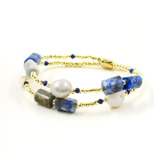 Bracciale Elastico ematite, lapis, perla - BRA2429