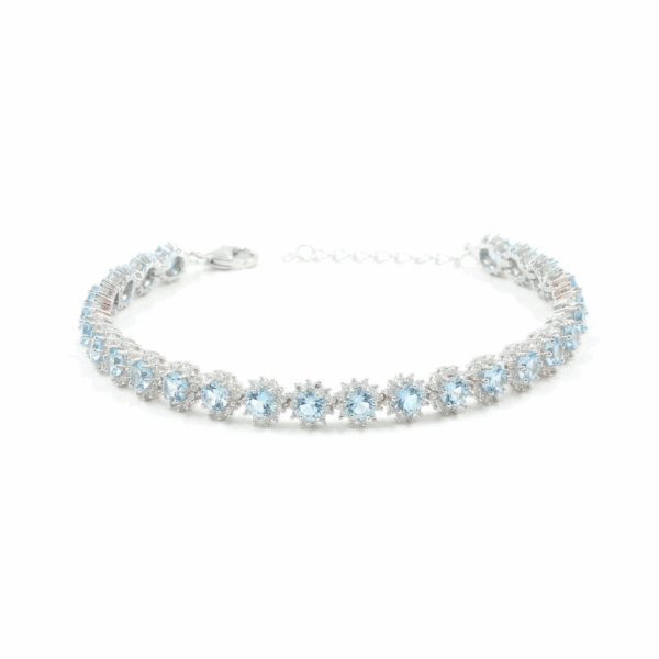 Bracciale argento con zirconi azzurri e bianchi Rodiato