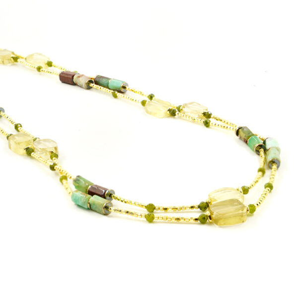 Collana ematite, crisoprasio, giada, chiusura argento - COL2766