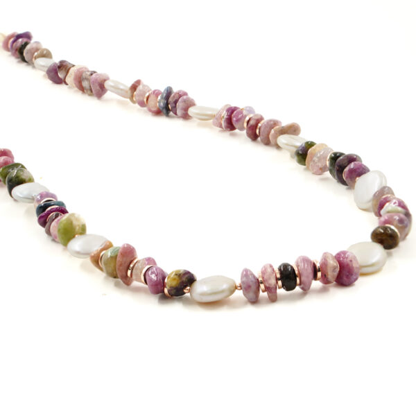 Collana tormalina, perla, chiusura argento - COL2774