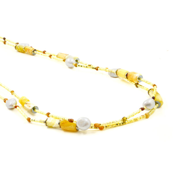 Collana ematite, Opale, perla, chiusura argento - COL2776