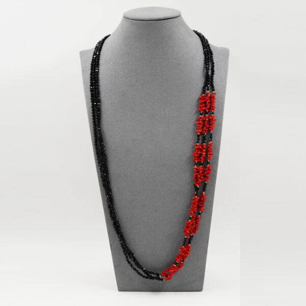 Collana agata, corallo, chiusura argento - COL2790