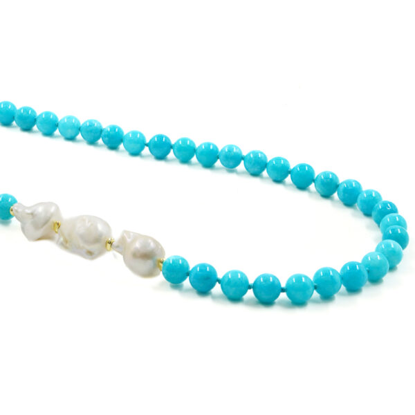 Collana giada, perla, chiusura argento - COL2792