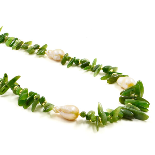 Collana giada, perla, chiusura argento - COL2797