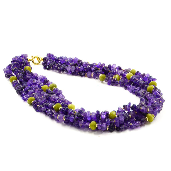 Collana ametista, giada, chiusura argento - COL2798