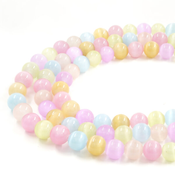 Occhio di Gatto Rosa-Azzurro-Giallo filo tondo 6mm a 10mm
