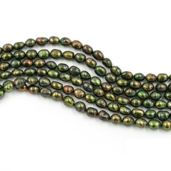 Perle Acqua Dolce fili scaramazze 9-10mm &ndash; Verde - FWP4218
