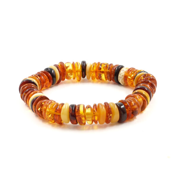 Bracciale Elastico ambra baltica rondelle 10mm - AMB361