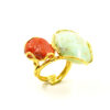 Anello Argento con corallo, crisoprasio – Dorato - AN905