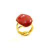 Anello Argento con cabochon corallo – Dorato - AN908