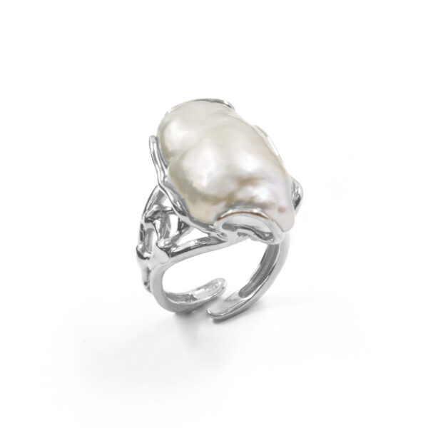 Anello Argento con perla barocca – Rodiato - AN909