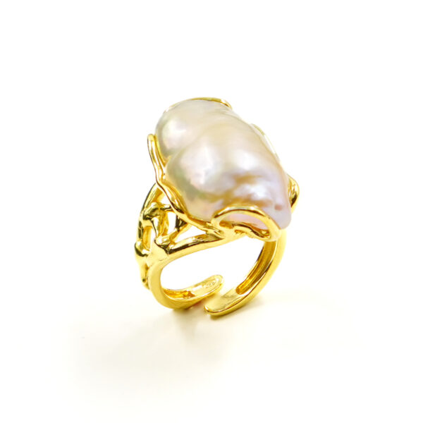 Anello Argento con perla barocca – Dorato - AN910