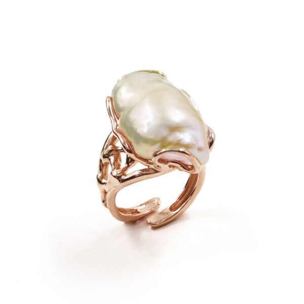 Anello Argento con perla barocca – Rosè - AN911