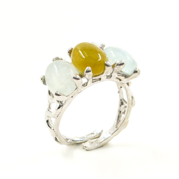 Trilogy Argento con acquamarina – Rodiato - AN925