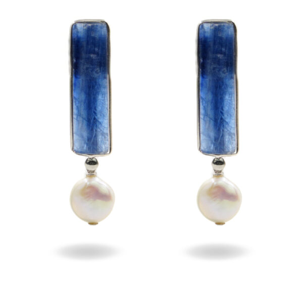 Orecchini Argento cianite, perla - Rodiato - AOR1029
