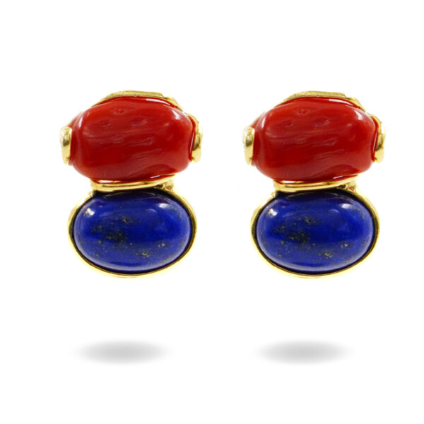 Orecchini Argento corallo, lapis – Dorato - AOR1039