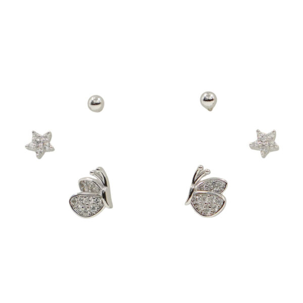 Set Orecchini Argento farfalla con zirconi Rodiato - AOR1042