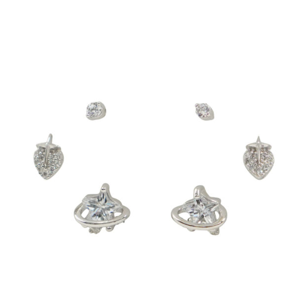Set Orecchini Argento stella, foglia con zirconi Rodiato