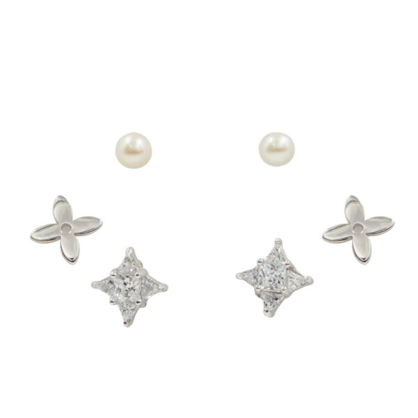 Set Orecchini Argento stelle con zirconi Rodiato - AOR1049