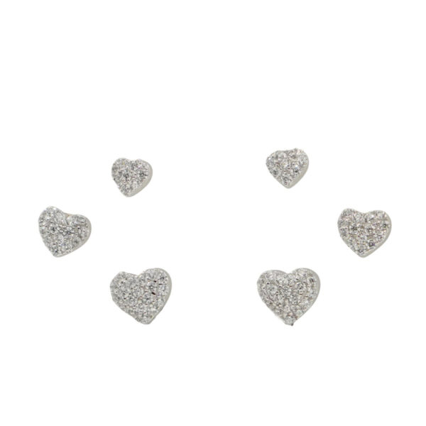 Set Orecchini Argento cuori con zirconi Rodiato - AOR1053