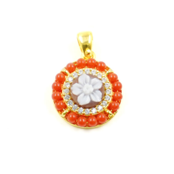 Pendente Argento corallo, cammeo - Dorato - ARG946