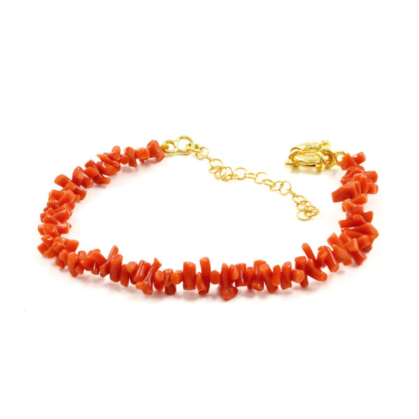 Bracciale cupolini corallo chiusura argento Dorato - BRA2432