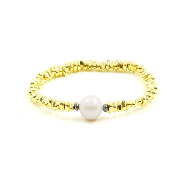 Bracciale Elastico ematite dorata, perla - BRA2448