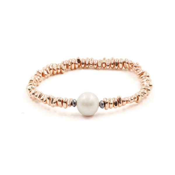 Bracciale Elastico ematite argentata, perla - BRA2449