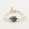 Bracciale perle, quarzo grigio, chiusura argento - BRA2453