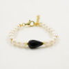 Bracciale perle, agata nera, chiusura argento - BRA2455