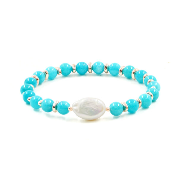 Bracciale Elastico giada azzurra, perla - BRA2467