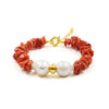 Bracciale Corallo, perla, chiusura argento - BRA2479