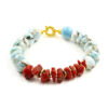Bracciale larimar, corallo chiusura argento - BRA2500