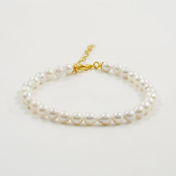 Bracciale perle, chiusura argento dorato - BRA2507