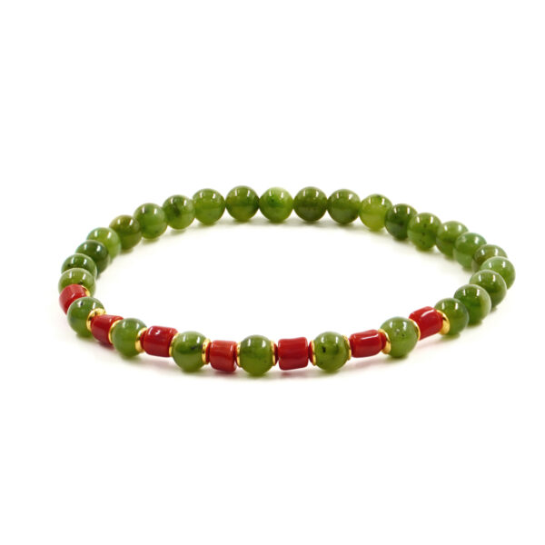 Bracciale Elastico giada canadese, corallo - BRA2513