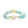 Bracciale acquamarina, perla, chiusura argento - BRA2514