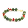 Bracciale giada, corallo, chiusura argento - BRA2515