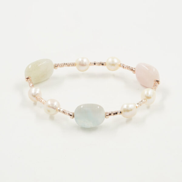 Bracciale Elastico ematite, perla, berillo - BRA2526
