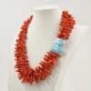 Collana corallo, larimar, chiusura argento - COL2813