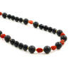 Collana agata nera, corallo, chiusura argento - COL2851