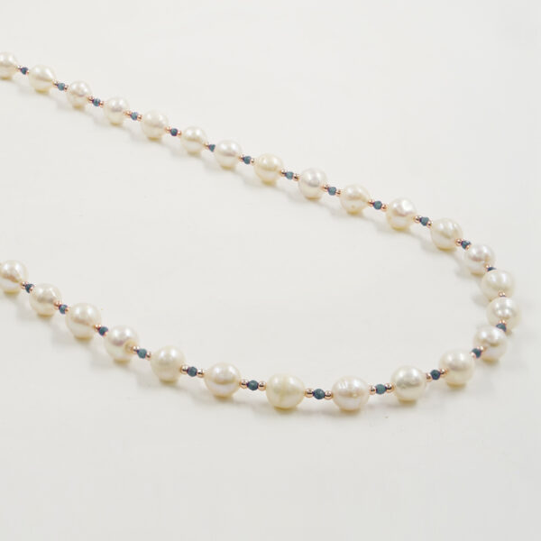 Collana perle, zaffiri, chiusura argento - COL2853