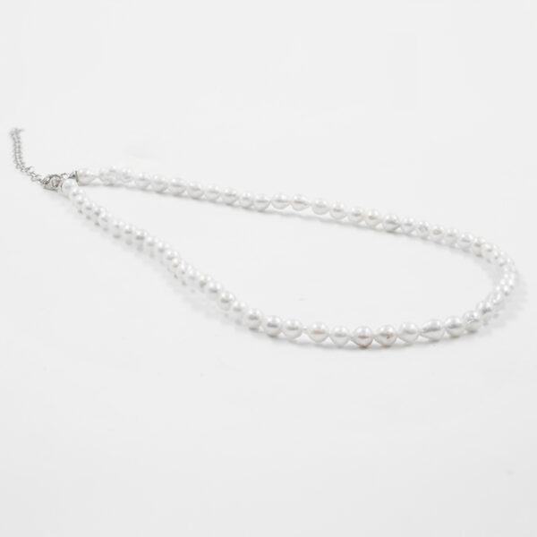 Collana perle, chiusura argento rodiato