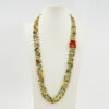 Collana giada, corallo, chiusura argento - COL2865