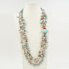 Collana larimar, corallo, chiusura argento - COL2866