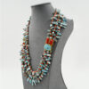 Collana larimar, corallo, chiusura argento - COL2868