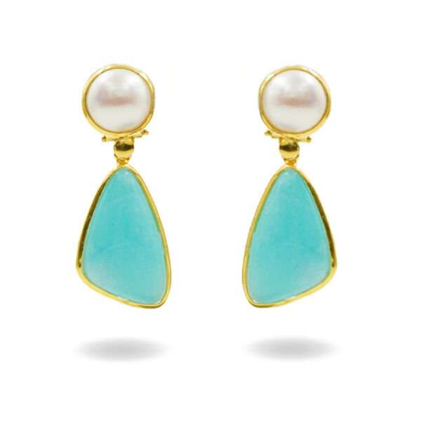 Orecchini Argento perla, amazzonite - Dorato - AOR1056